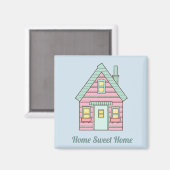 Cute Pink House Home Sweet Home Magneet (Voorkant / Achterkant)