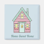 Cute Pink House Home Sweet Home Magneet (Voorkant)