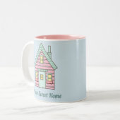 Cute Pink House Home Sweet Home Tweekleurige Koffiemok (Voorkant links)