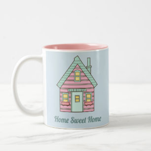 Cute Pink House Home Sweet Home Tweekleurige Koffiemok