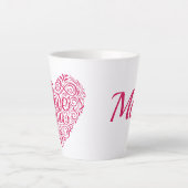 Cute Pink I love you Heart Moederdag Gift Latte Mok (Voorkant)