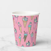 Cute Pink Ice Cream Cone Party Papieren Bekers (Achterkant)
