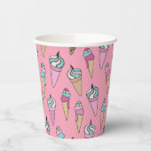 Cute Pink Ice Cream Cone Party Papieren Bekers (Links)