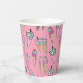 Cute Pink Ice Cream Cone Party Papieren Bekers (Rechts)