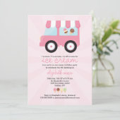 Cute Pink Ice Cream Party Kaart (Staand voorkant)