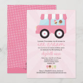 Cute Pink Ice Cream Party Kaart (Voorkant / Achterkant)