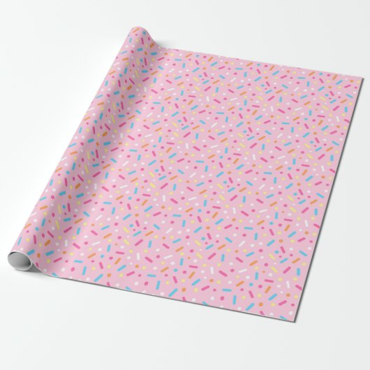 Cute Pink Icing met Sprinkles Donut Cadeaupapier (Uitgerold)