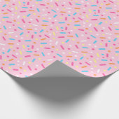 Cute Pink Icing met Sprinkles Donut Cadeaupapier (Hoek)