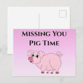 Cute Pink Illustratie Miss You Briefkaart (Voorkant / Achterkant)