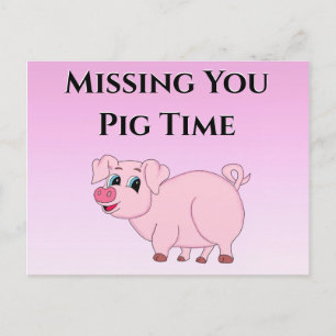 Cute Pink Illustratie Miss You Briefkaart