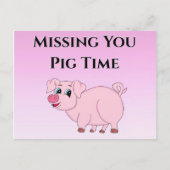 Cute Pink Illustratie Miss You Briefkaart (Voorkant)