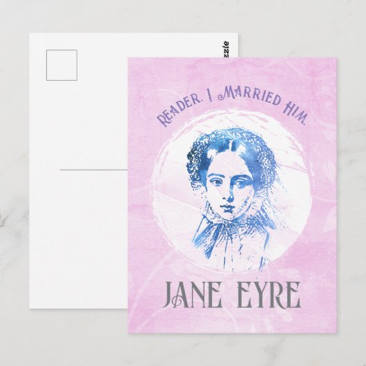 Cute Pink Jane Eyre Portrait Reader Ik trouwde hem Briefkaart (Voorkant / Achterkant)