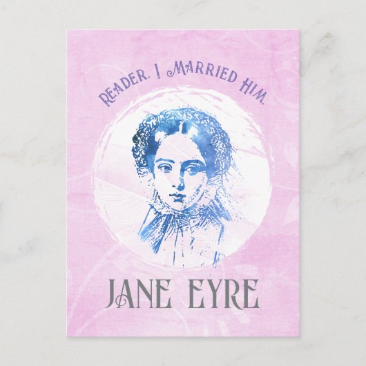 Cute Pink Jane Eyre Portrait Reader Ik trouwde hem Briefkaart (Voorkant)