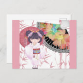 Cute Pink Japanse Geisha Briefkaart (Voorkant / Achterkant)