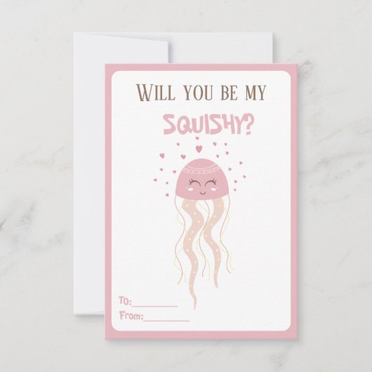 Cute Pink Jellyfish Hearts Valentijns klaslokaal (Voorkant)