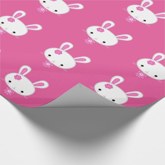 Cute Pink Kawaii Bunny Cadeaupapier (Hoek)