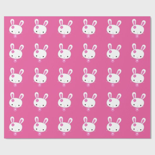 Cute Pink Kawaii Bunny Cadeaupapier (Vlak)