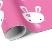 Cute Pink Kawaii Bunny Cadeaupapier (Rol Hoek)