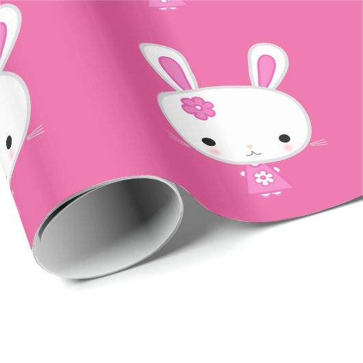 Cute Pink Kawaii Bunny Cadeaupapier (Rol Hoek)
