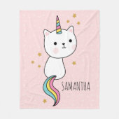 Cute Pink Kawaii Catcorn Illustratie Fleece Deken (Voorkant)