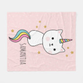 Cute Pink Kawaii Catcorn Illustratie Fleece Deken (Voorkant (Horizontaal))