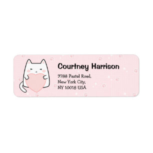 Cute Pink Kawaii Cats Sparkle Return Address Etiket