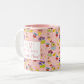 Cute Pink Kawaii Cupcake Pattern Moederdag Tweekleurige Koffiemok (Voorkant links)