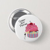 Cute Pink Kawaii Cupcake Sweet but Psycho Ronde Button 5,7 Cm (Voorkant /achterkant)