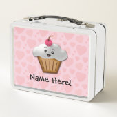 Cute Pink Kawaii Happy Face Cupcake Girls (Achterkant)