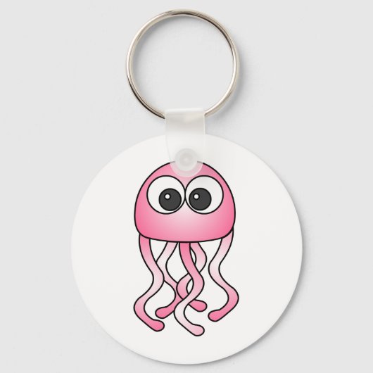Cute Pink Kawaii Jellyfish Sleutelhanger (Voorkant)