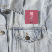 Cute Pink Kawaii Jellyfish Vierkante Button 5,1 Cm (In situ)