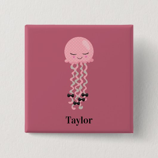 Cute Pink Kawaii Jellyfish Vierkante Button 5,1 Cm (Voorkant)