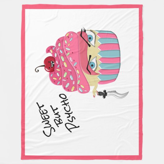 Cute Pink Kawaii Killer Cupcake Halloween Decor Fleece Deken (Voorkant)