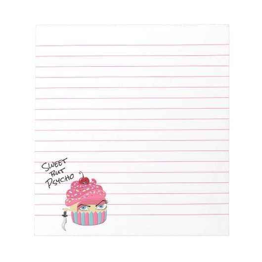 Cute Pink Kawaii Killer Cupcake Halloween Party Notitieblok (Voorkant)