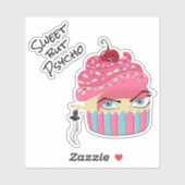Cute Pink Kawaii Killer Cupcake Halloween Sticker (Vel)