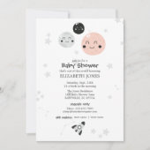 Cute Pink Kawaii Planet and Moons Baby shower Kaart (Voorkant)