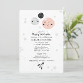 Cute Pink Kawaii Planet and Moons Baby shower Kaart (Staand voorkant)