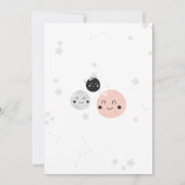 Cute Pink Kawaii Planet and Moons Baby shower Kaart (Achterkant)