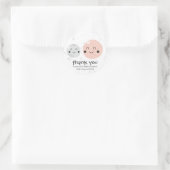 Cute Pink Kawaii Planet and Moons Baby shower Ronde Sticker (Tas)