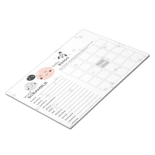 Cute Pink Kawaii Planet & Moons Baby shower Games Notitieblok (Schuin)