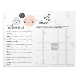 Cute Pink Kawaii Planet & Moons Baby shower Games Notitieblok