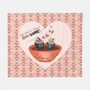 Cute Pink Kawaii Sushi in Love Valentijnsdag Fleece Deken