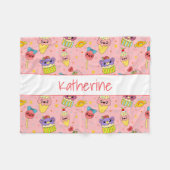Cute Pink Kawaii Sweet Food Cartoon Pattern Kinder Fleece Deken (Voorkant (Horizontaal))