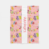 Cute Pink Kawaii Sweet Food Cartoon Pattern Kinder Fleece Deken (Voorkant)