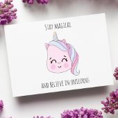 Cute Pink Kawaii Unicorn Feestdagenkaart