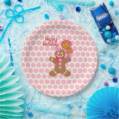 Cute Pink kerst Gingerbrood Girl Holiday Papieren Bordje (Feest)