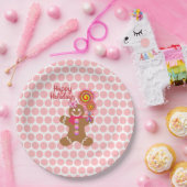 Cute Pink kerst Gingerbrood Girl Holiday Papieren Bordje (Feest)