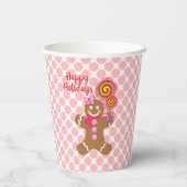 Cute Pink-kerstfeest-ontbijtfeestdag Papieren Bekers (Achterkant)