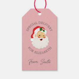 Cute Pink  kerstman Cadeaulabel