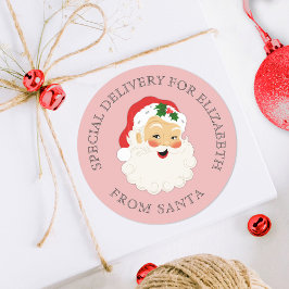 Cute Pink  kerstman Ronde Sticker